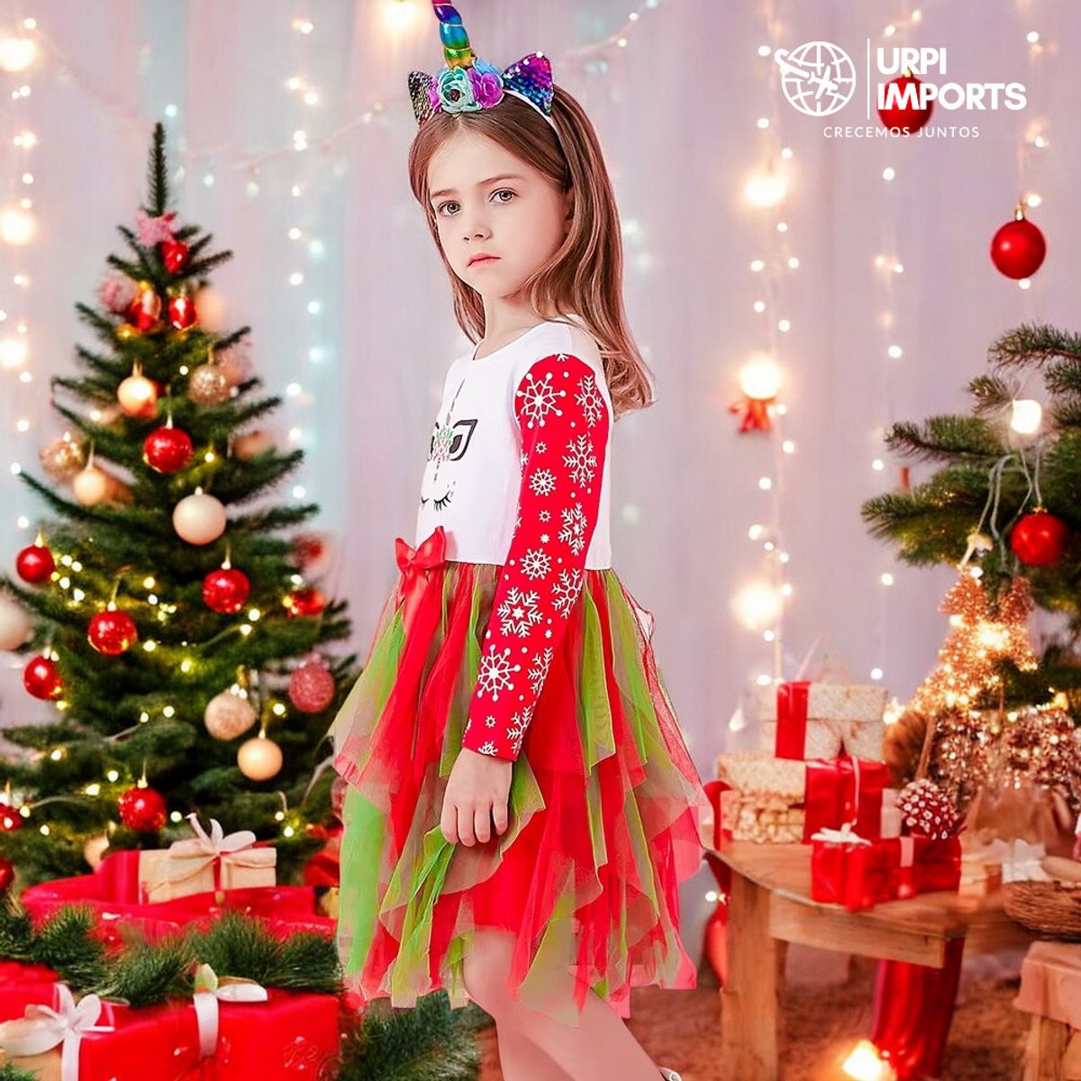 GENERICO - VESTIDO PARA NIÑA NAVIDAD DOBLE TULL