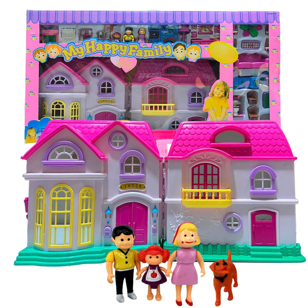 GENERICO - Juguete Casa de Muñeca Amoblada Mi Familia Feliz Con Luz