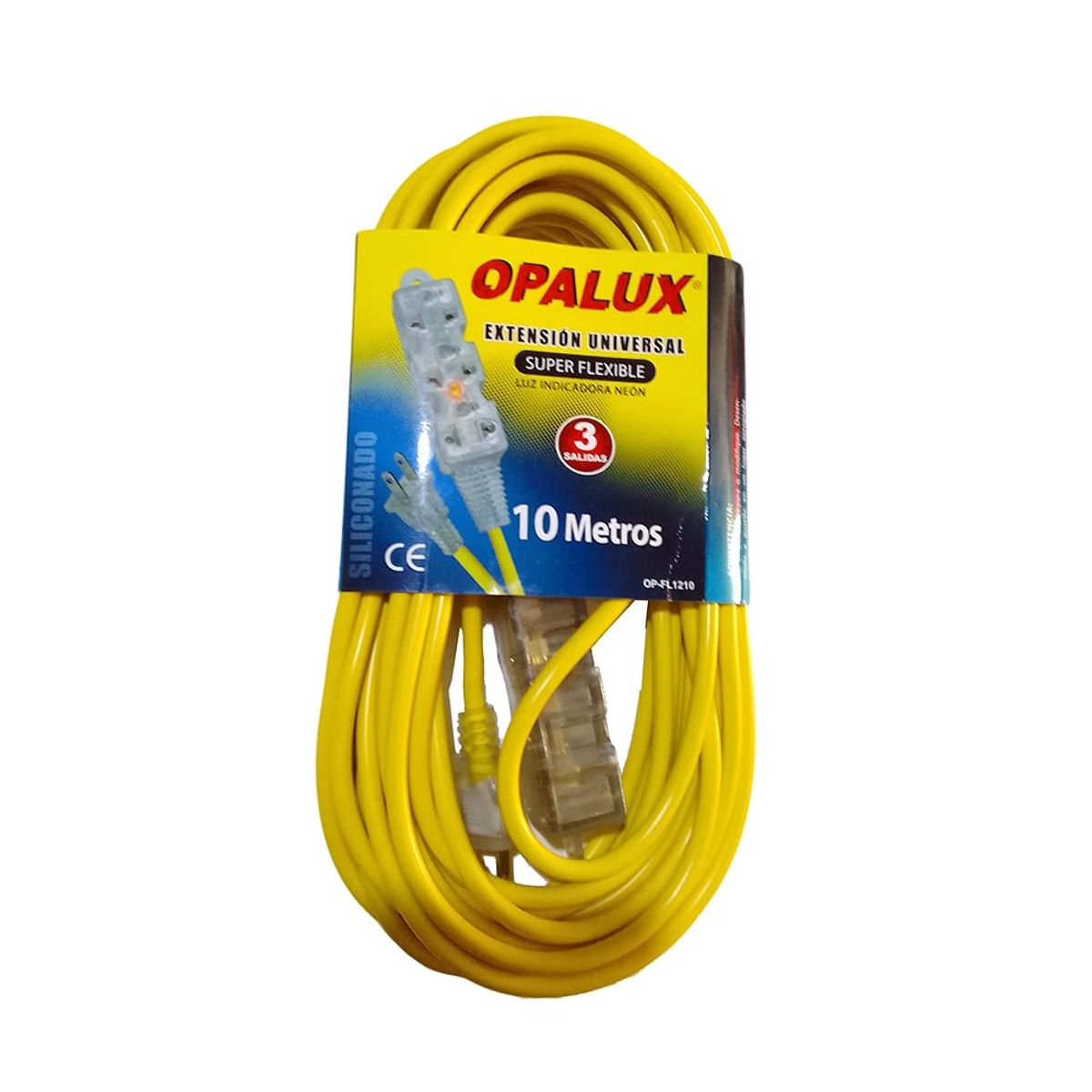 OPALUX - Extensión Vulcanizada para CASA OFICINA 10 Metros OPALUX 3 Tomas
