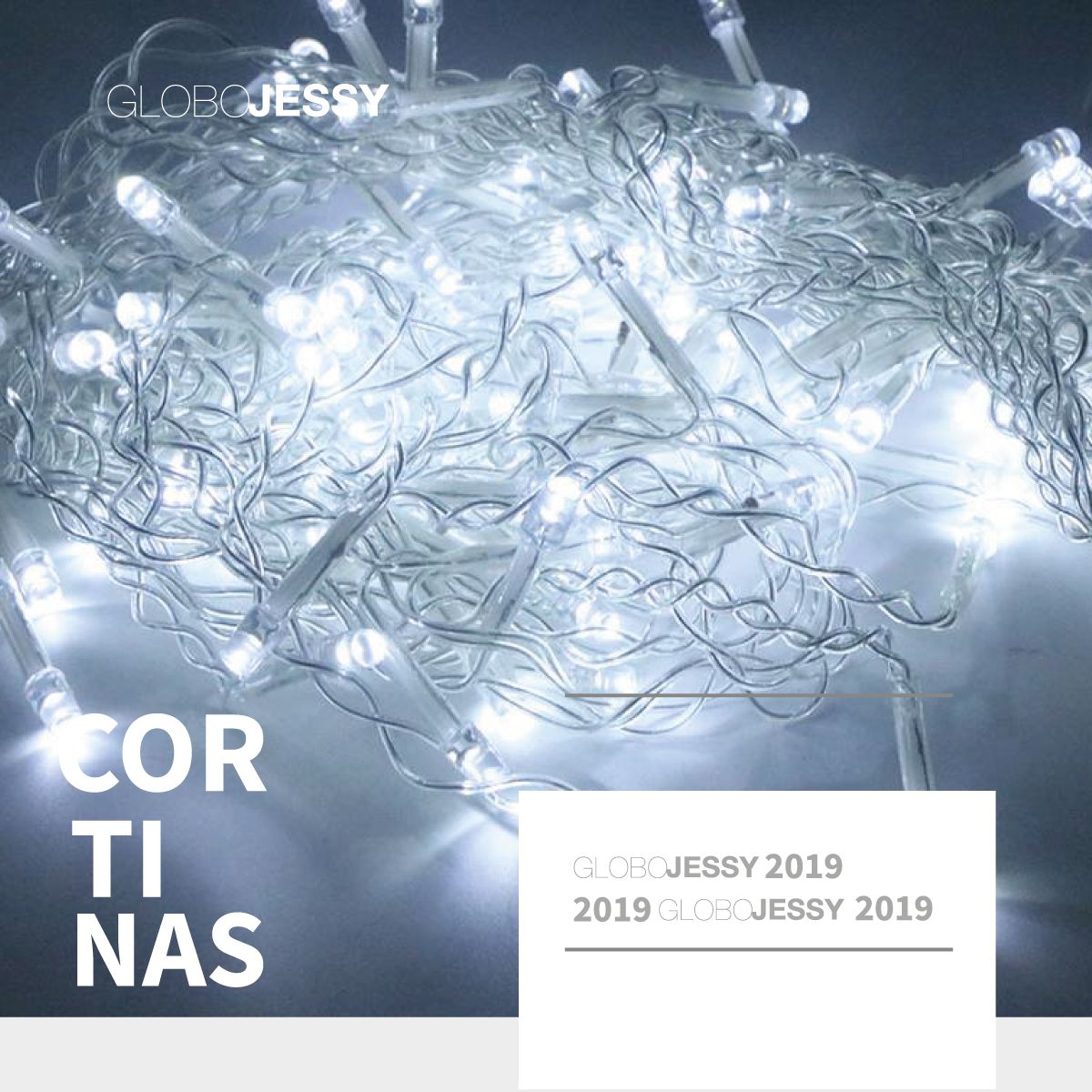GENERICO - Cortina de Luces led Blancas Tamaño 3 x 3  Año Nuevo