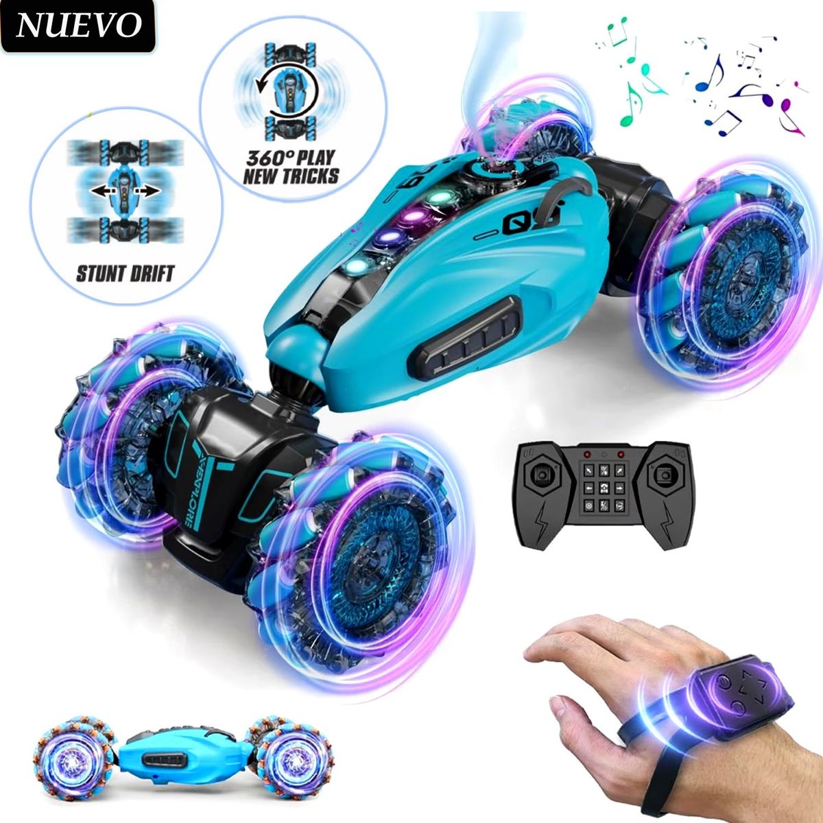 GENERICO - Juguete Carro Acrobático con Sensor Pulsera y Control Azul