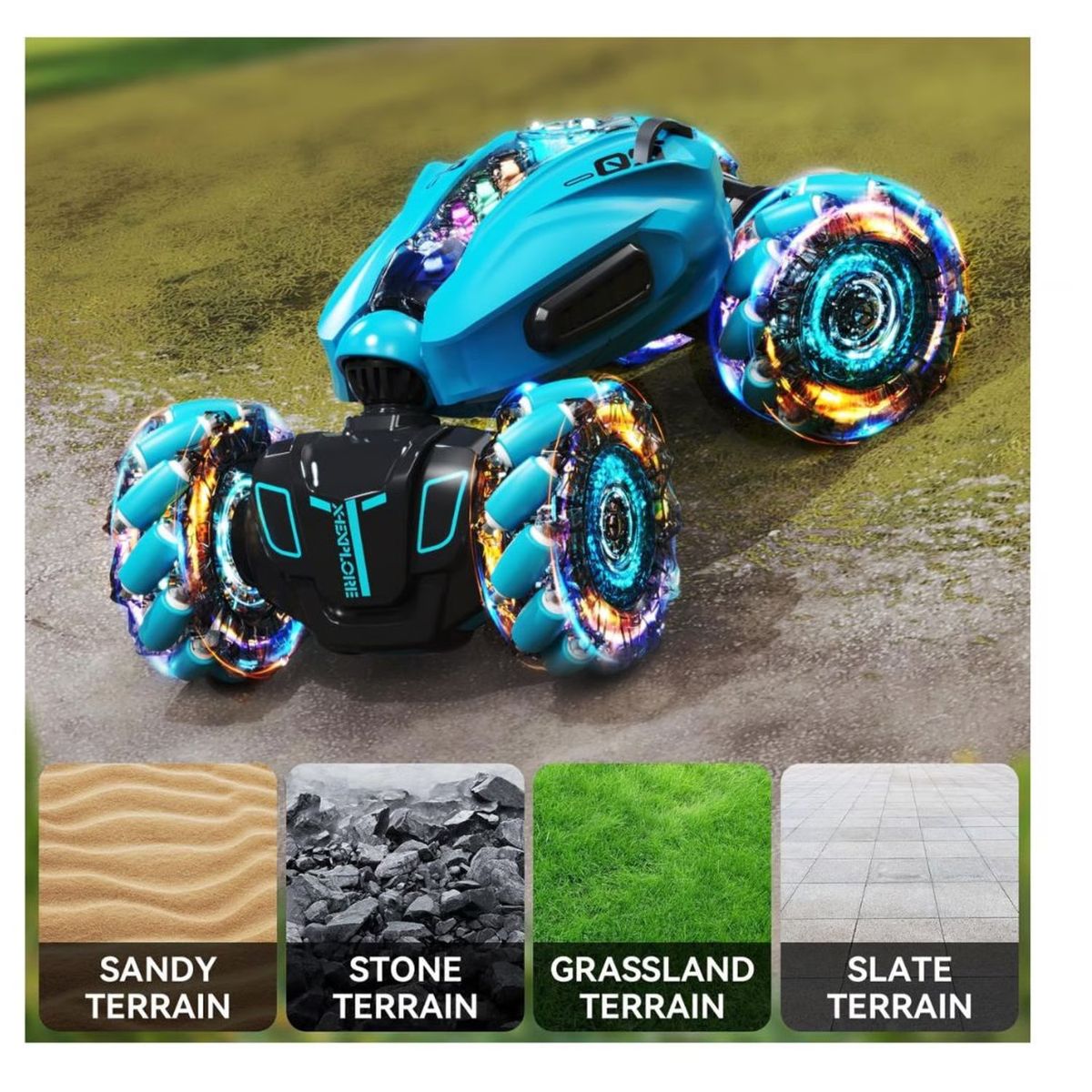 GENERICO - Juguete Carro Acrobático con Sensor Pulsera y Control Azul