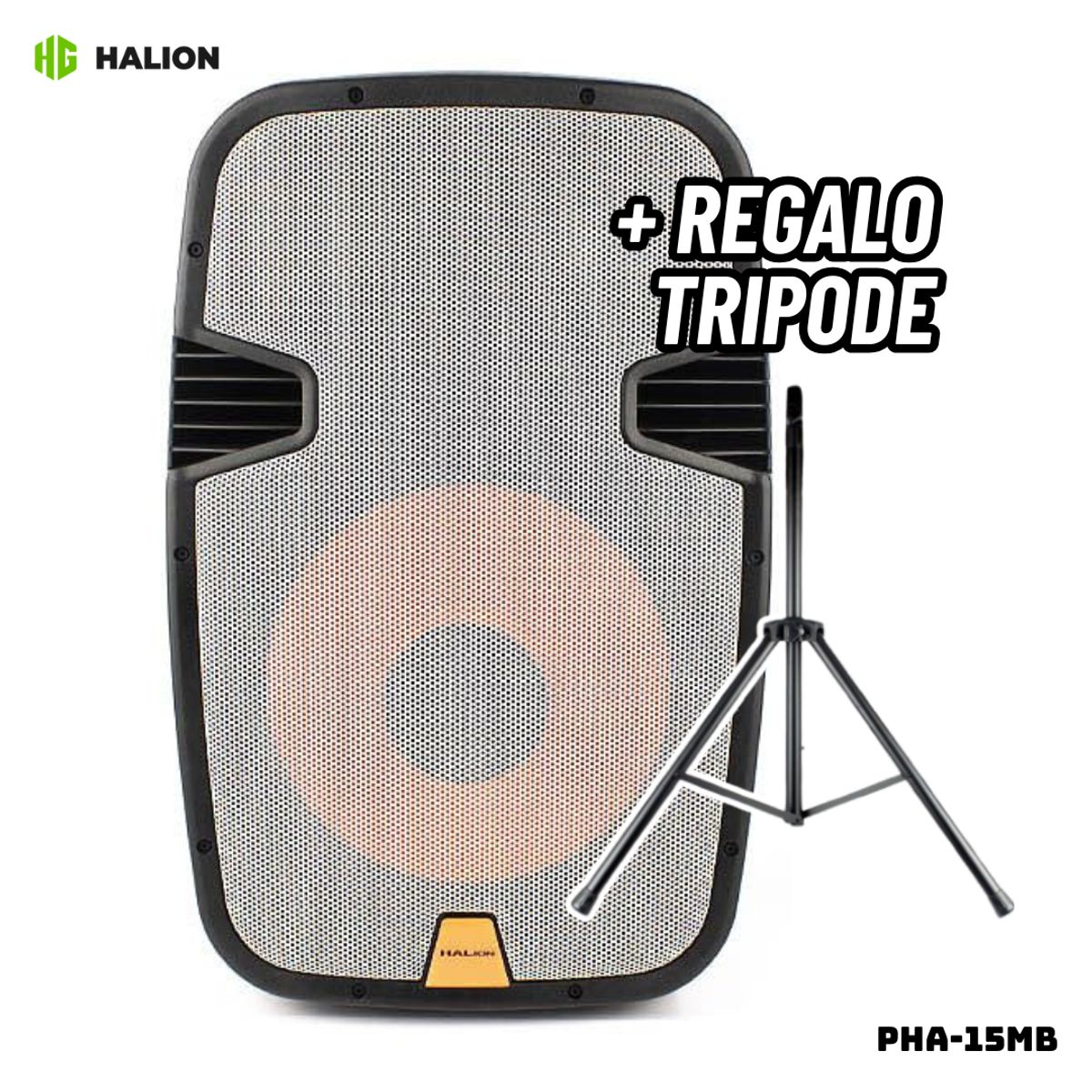 HALION - PARLANTE ACTIVO HALION 2000W 2UHF MIC BATERIA - PHA-15MB + TRIPODE