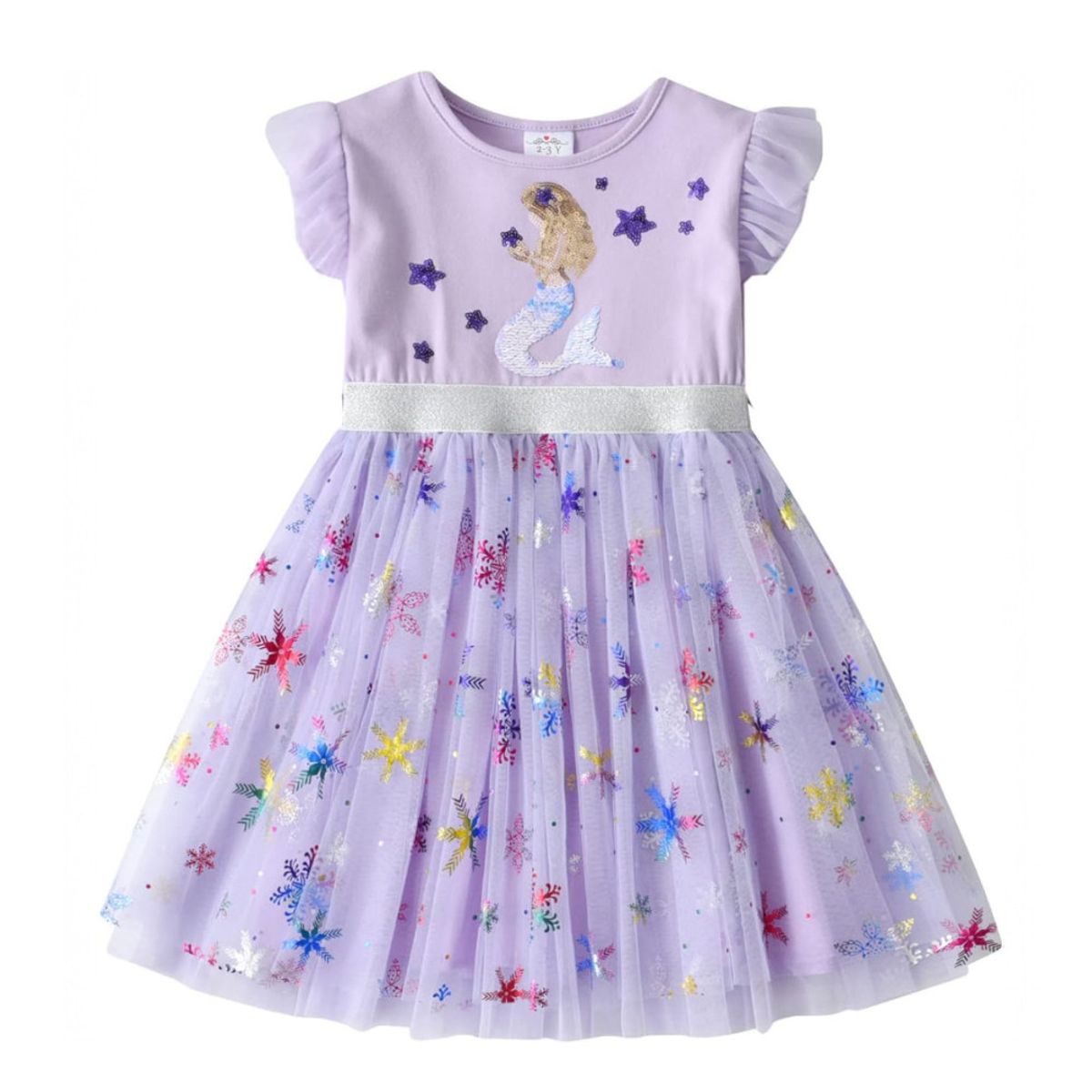 GENERICO - VESTIDO PARA NIÑA DE SIRENA MANGA CORTA LILA