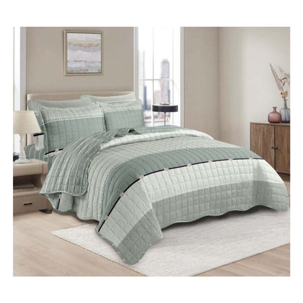 GOLDSUN - CUBRECAMA GOLDSUN 7 PIEZAS DE 2 PLAZAS