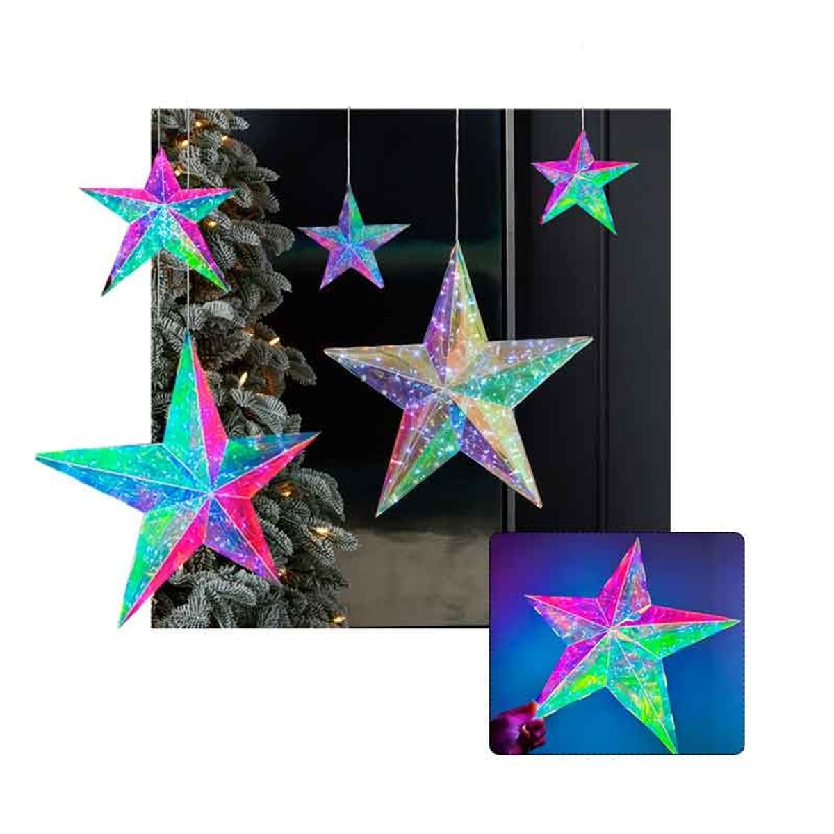 GENERICO - CASCADA Estrella Iridiscente Prismática 3mts - Luces AMARILLAS