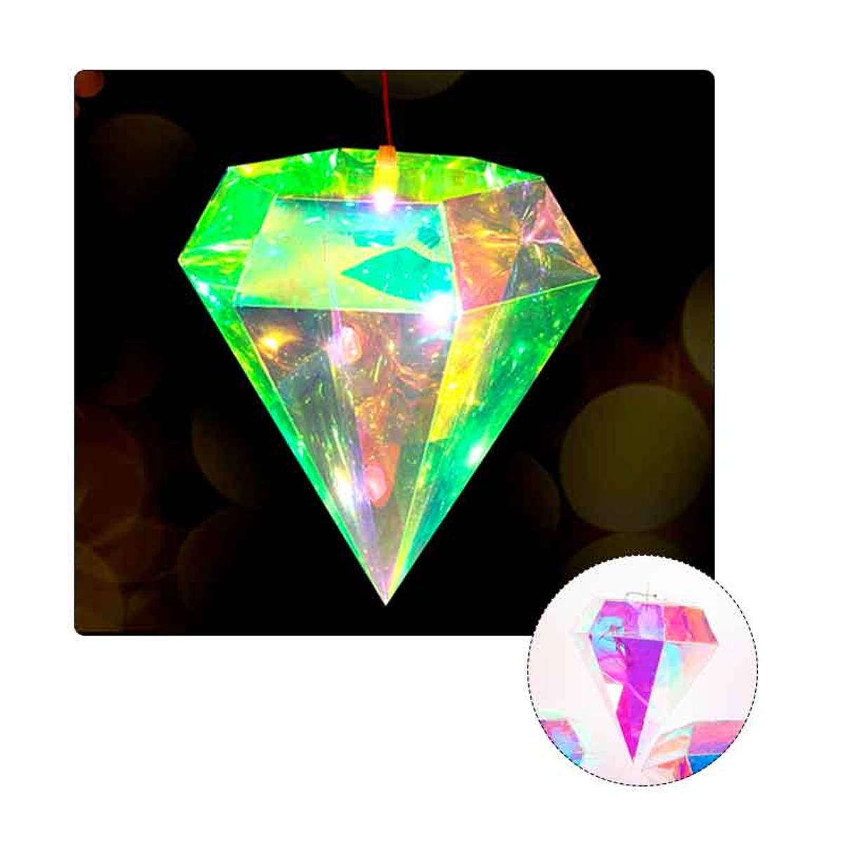 GENERICO - CASCADA OFERTA Diamante Iridiscente Prismático - Luces led  AMBAR 3mts
