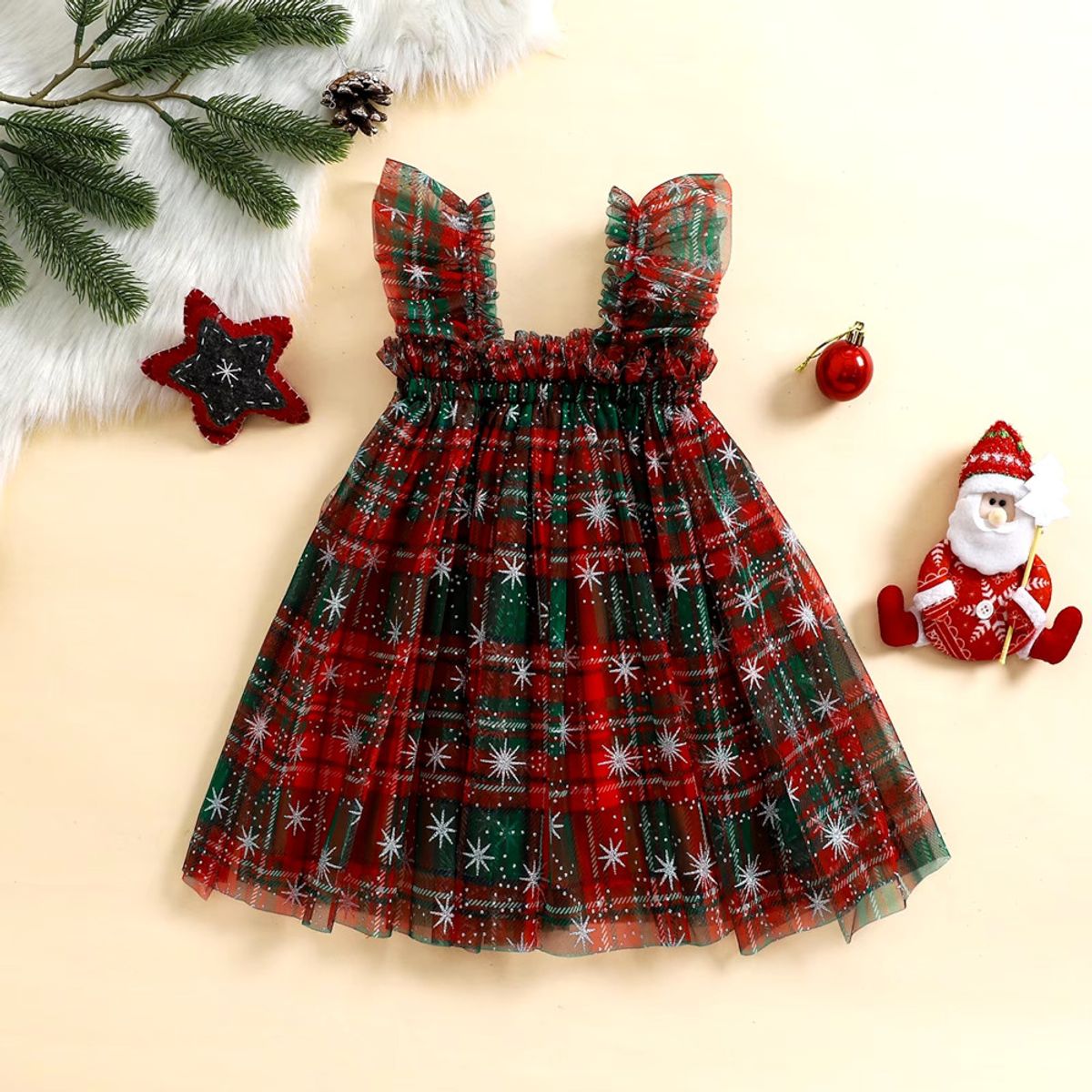 GENERICO - VESTIDO PARA BEBE NAVIDAD - DISEÑO ESTRELLITA