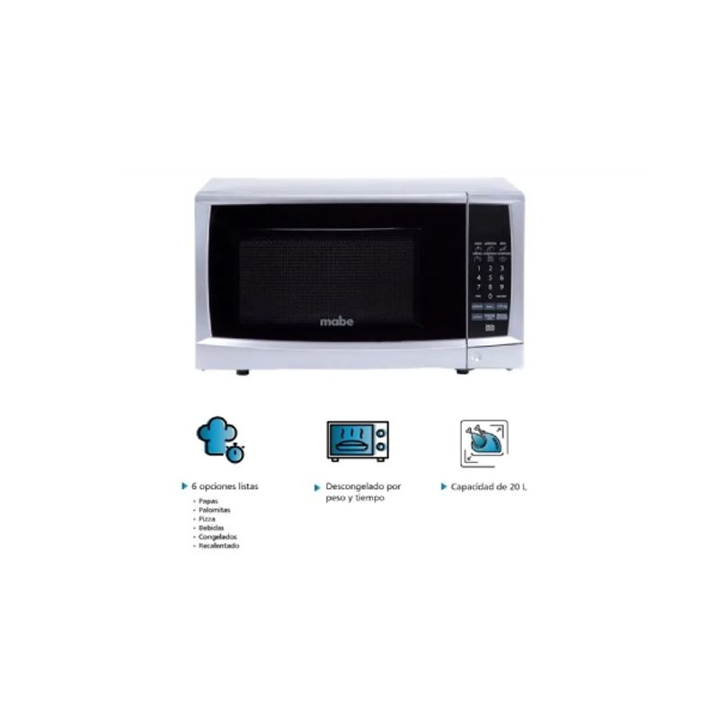 MABE - Horno microondas de 20L blanco silver - HMM20PEG