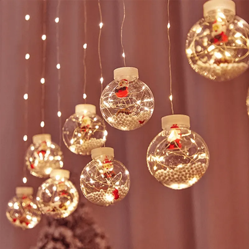 GENERICO - Cascada guirnalda Navidad esfera PAPA NOEL 3mt Ambar