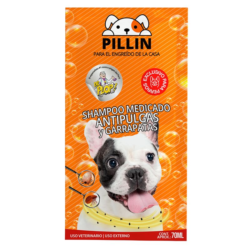 PILLIN - Shampoo Antipulgas y Garrapatas Medicado 5 Uni Pillin Plop