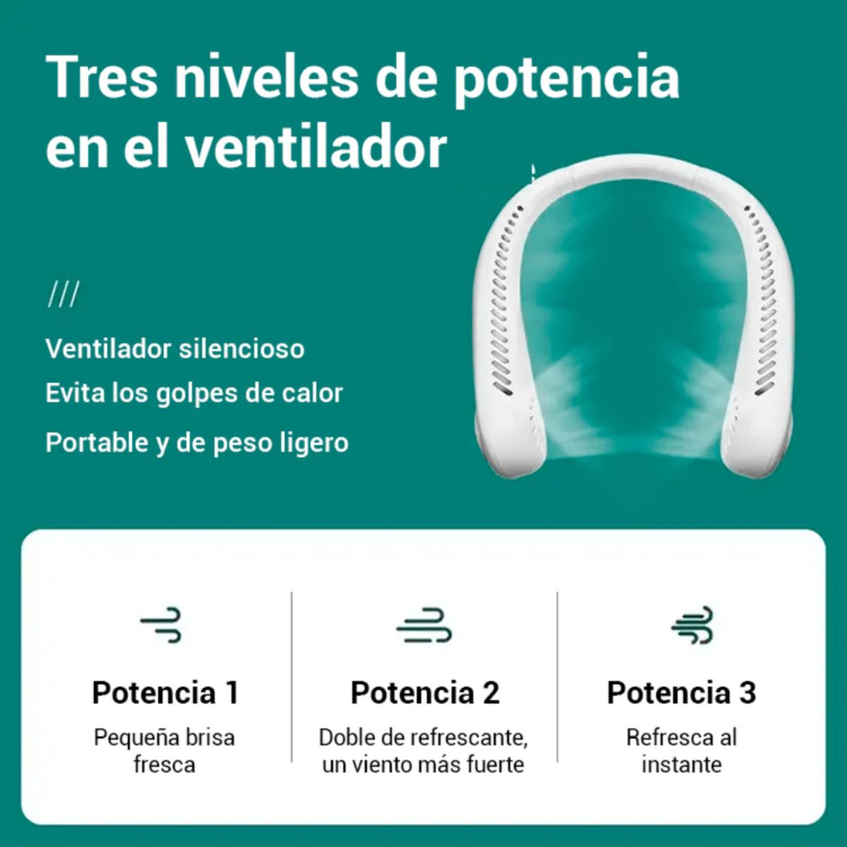 GENERICO - Ventilador de Cuello Portatil Recargable - Rosado