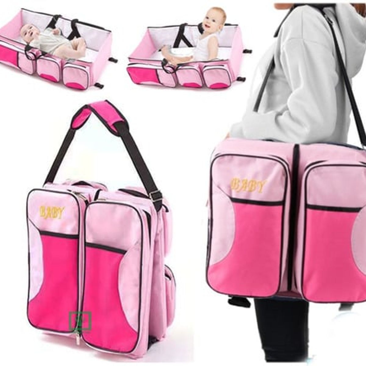 GENERICO - Pañalera Cambiador Portatil Para Bebe Cuna Convertible Bolso