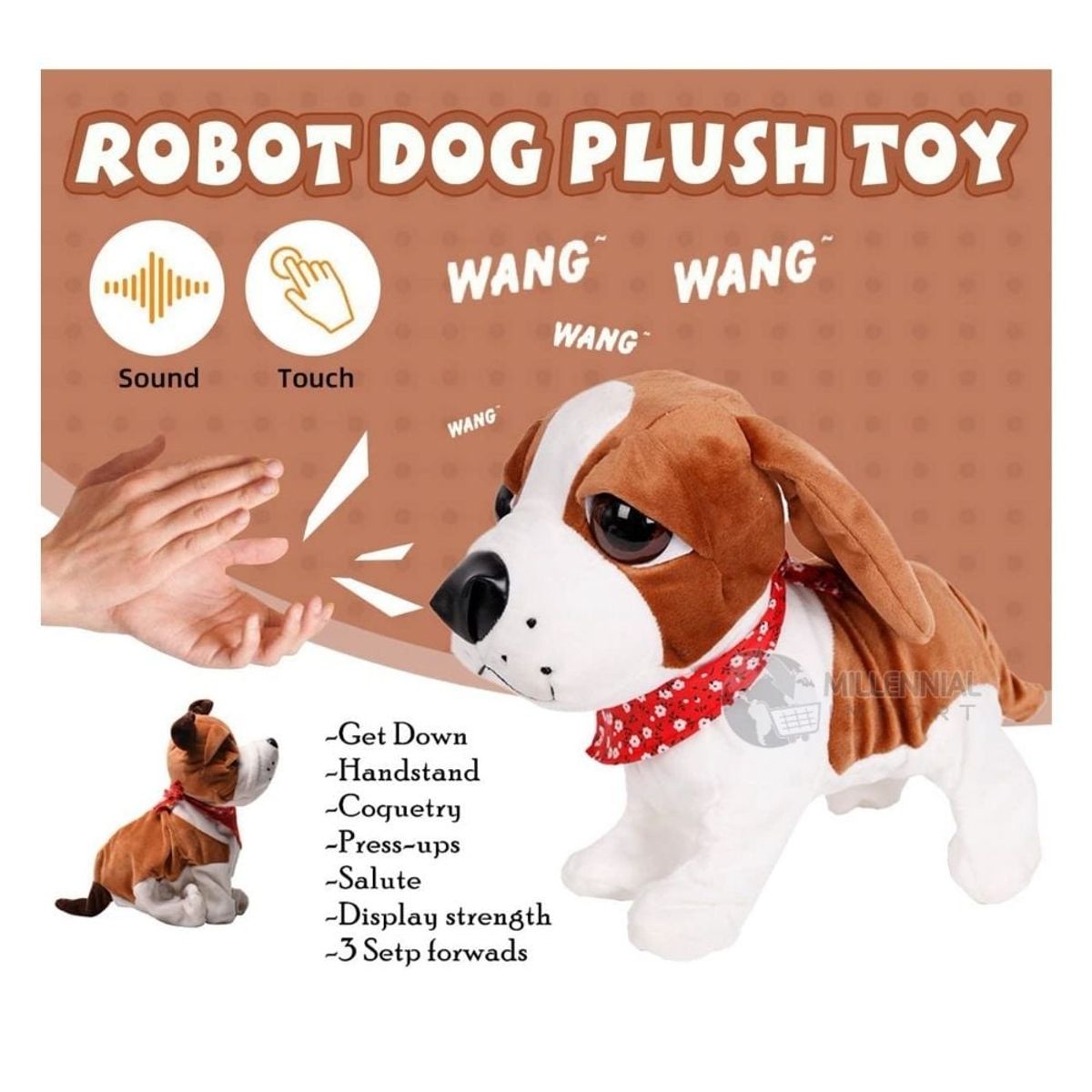 GENERICO - Mascota Perrito Interactivo de Peluche con Sensor y Sonido