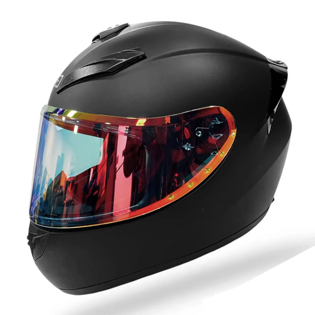 GENERICO - CASCO MOTO NEGRO MATE VISOR DIURNO - TALLA XL