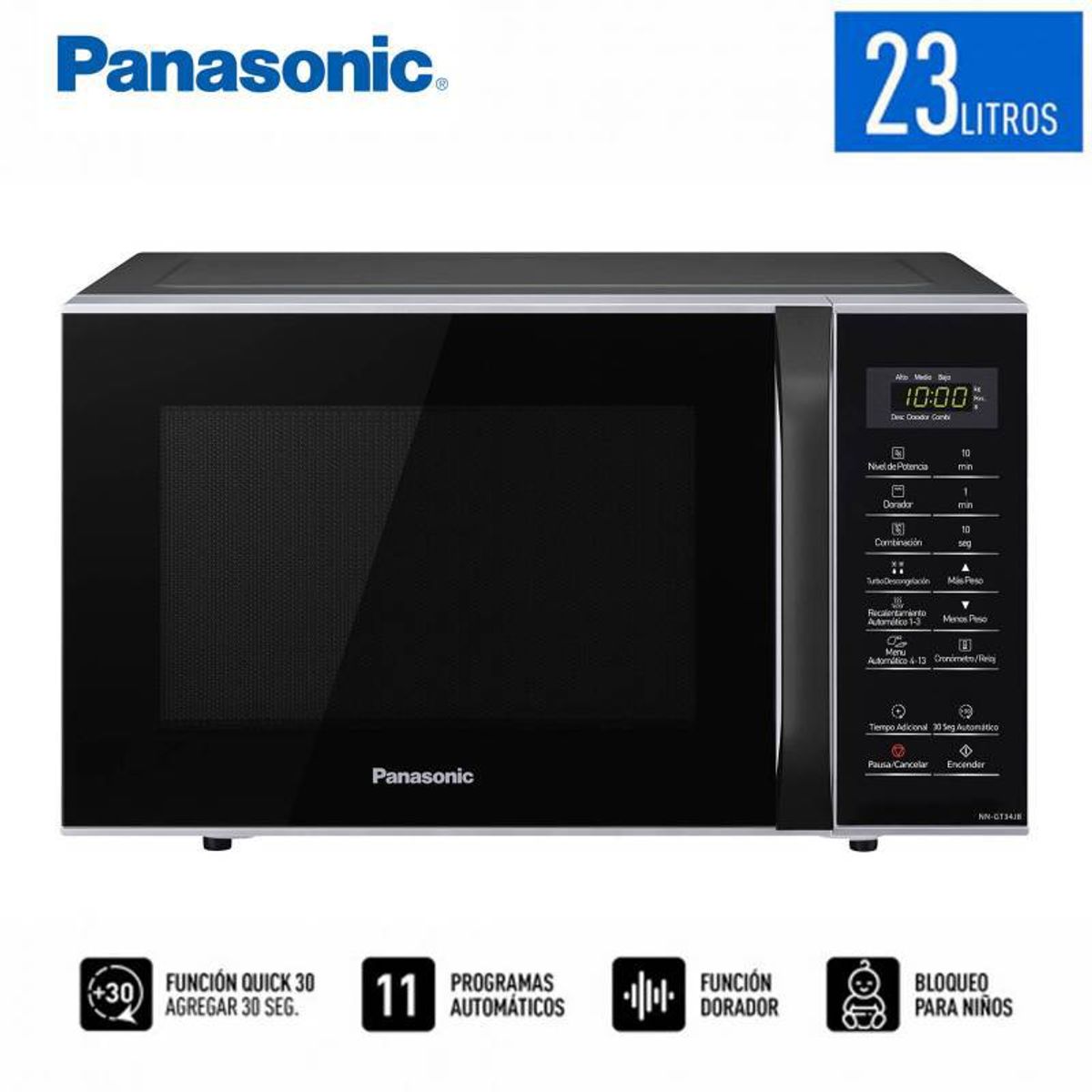PANASONIC - Horno Microondas Panasonic 23 Litros  Negro
