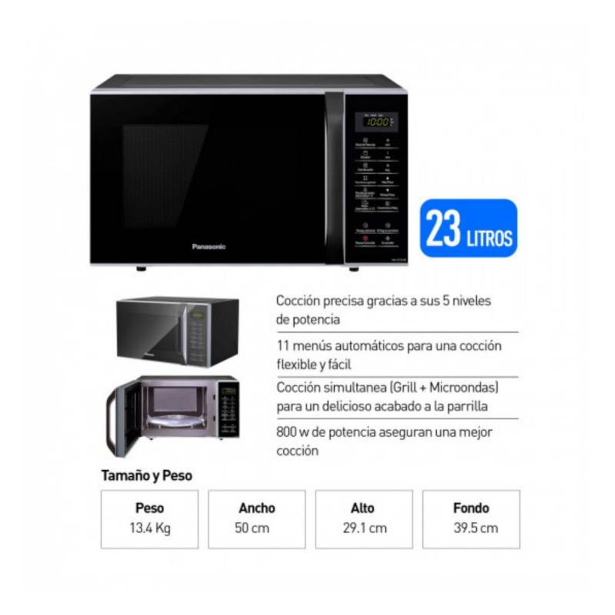 PANASONIC - Horno Microondas Panasonic 23 Litros  Negro