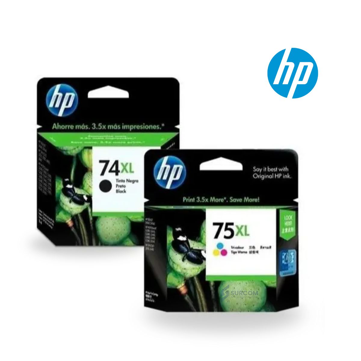 HP - Kit Tinta HP 74 XL, 75 XL Negro, Tricolor