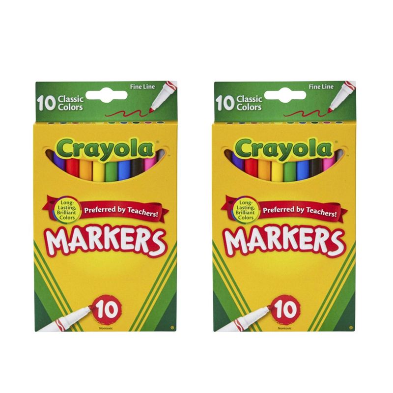 CRAYOLA DOUGH - Packx2 Crayola Markers Plumones Línea Fina Cj x 20 Unidades