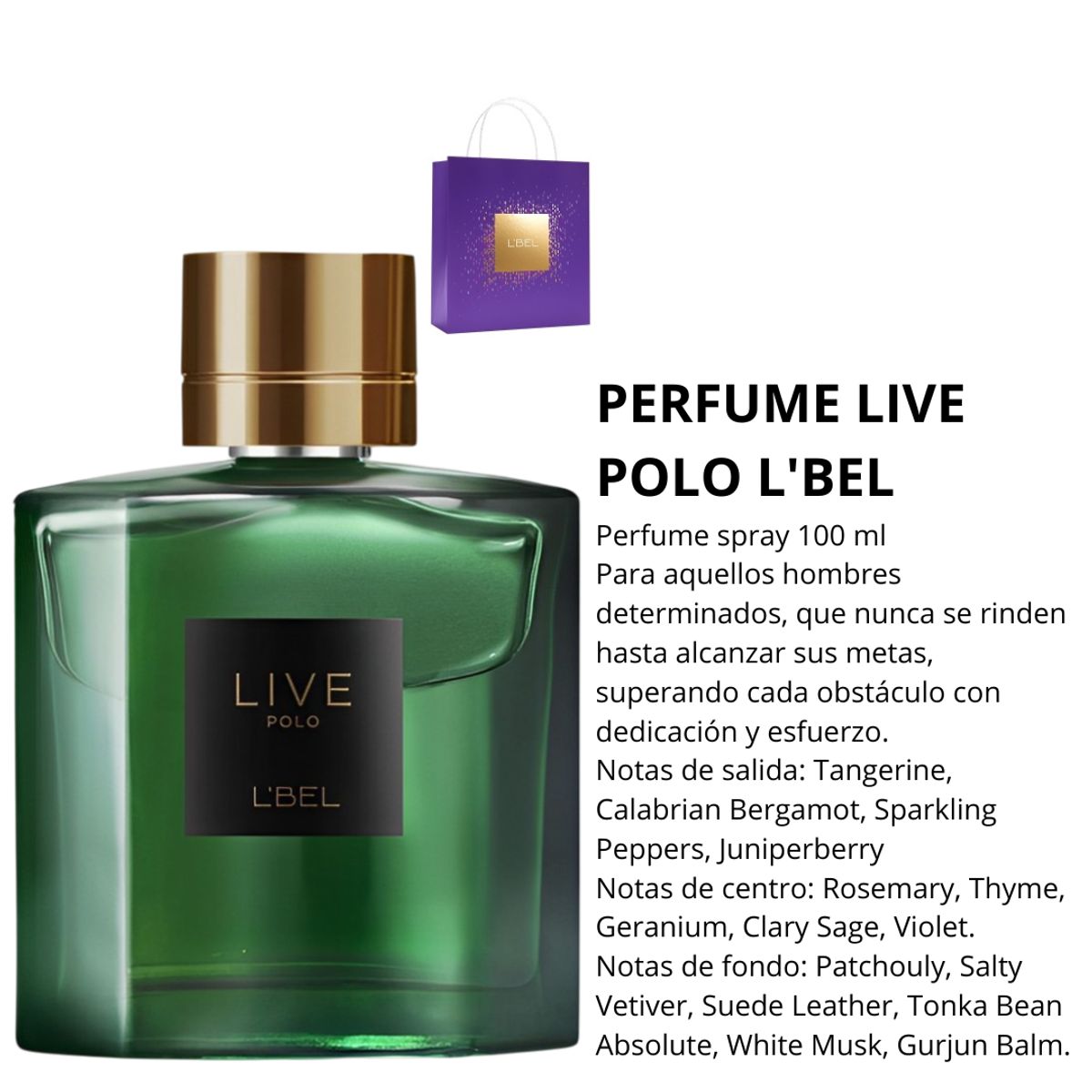 LBEL - Perfume live polo l'bel spray 100 ml + bolsa de regalo