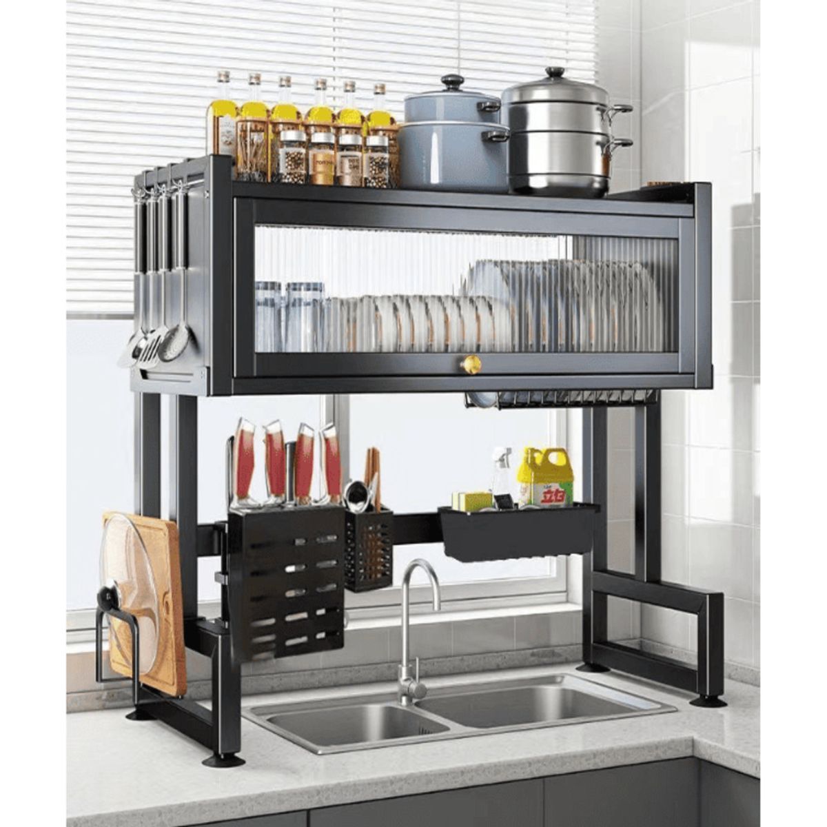 GENERICO - Escurridor con Tapa para Platos - Color Negro