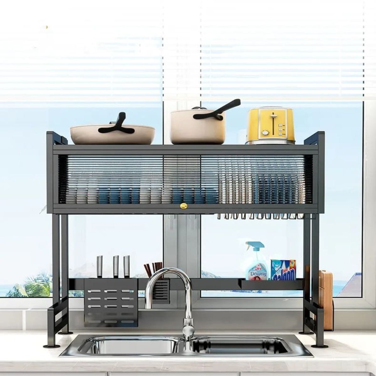 GENERICO - Escurridor con Tapa para Platos - Color Negro