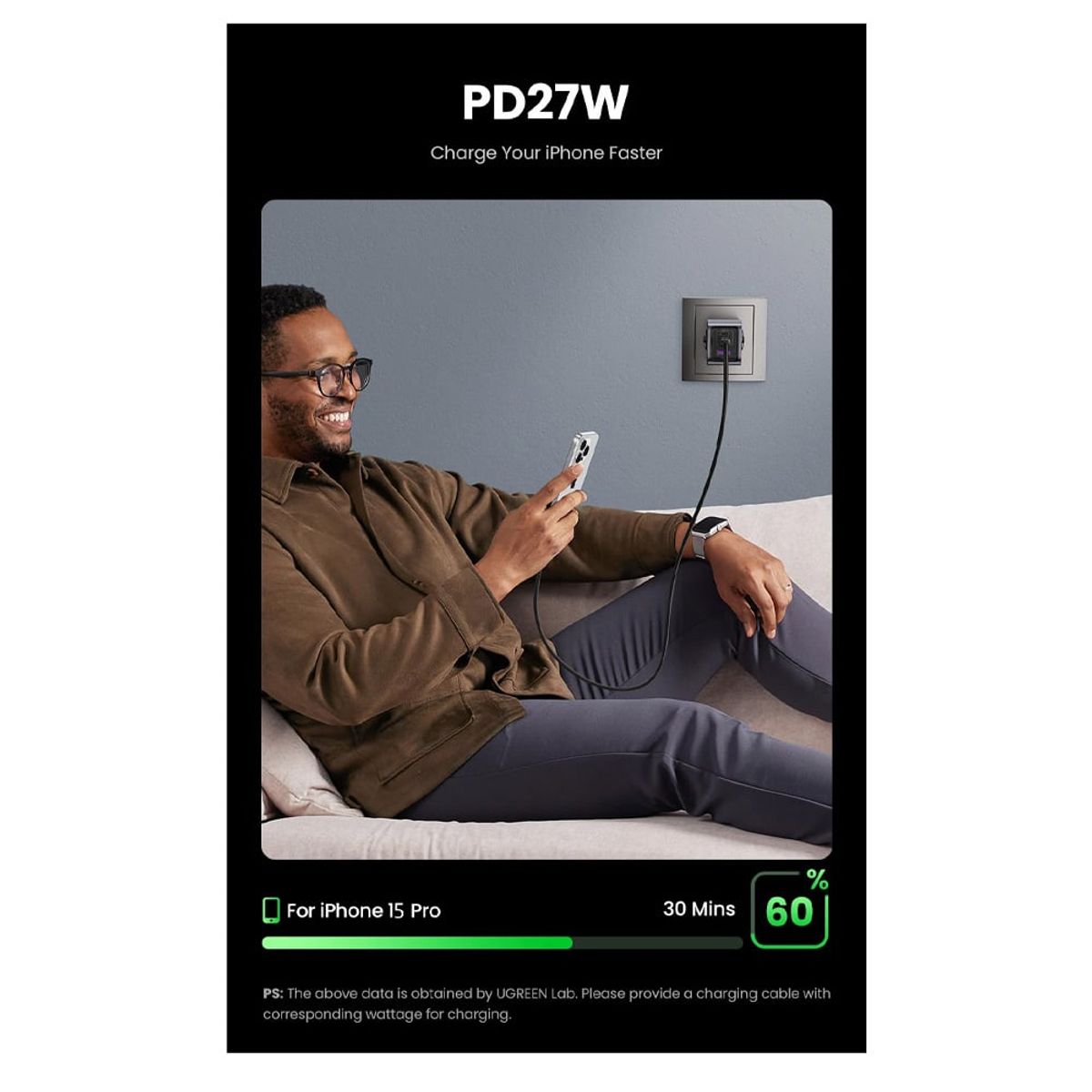 UGREEN - Cargador + Cable Nexode Pro 65w 2-usb C + 1 Usb A Gan Ugreen