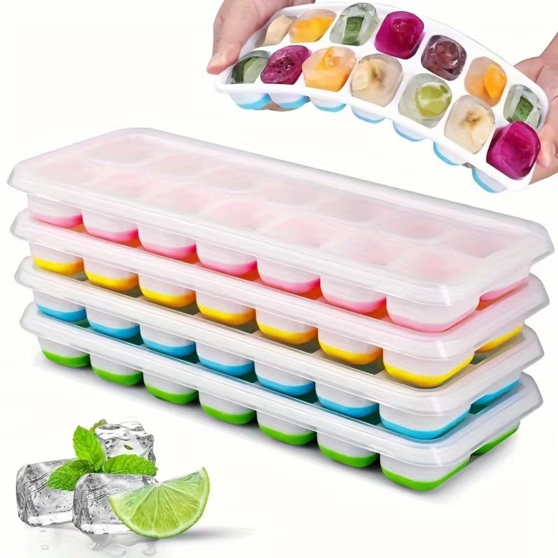 GENERICO - BANDEJA PARA CUBITO DE HIELO CELESTE X14 CUBITOS CON TAPA