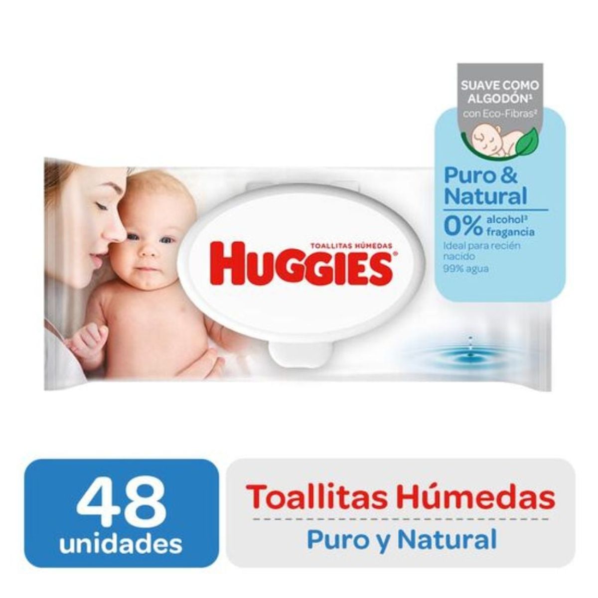 HUGGIES - Toallitas humedas huggies Puro y Natural 48 unid