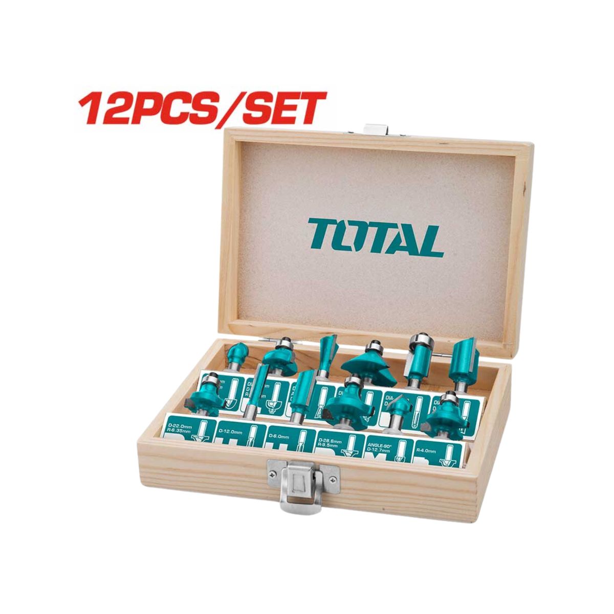 TOTAL TOOLS - SET DE FRESAS 6MM 12PZS PARA RUTEADORA FRESADORA TOTAL