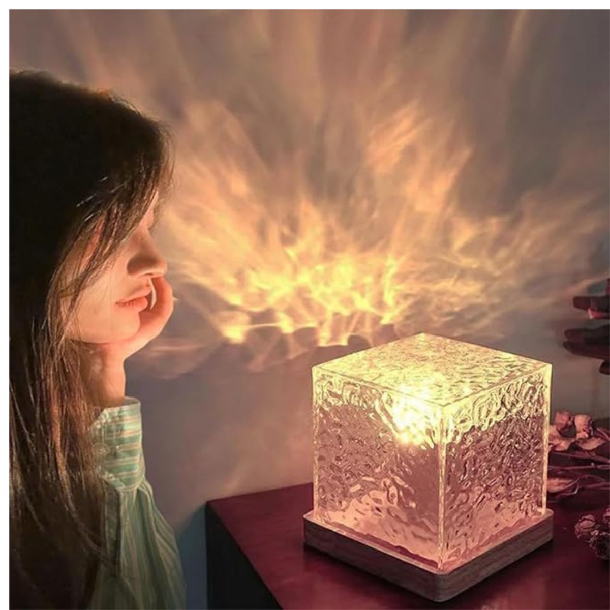 GENERICO - Lámpara Aurora Boreal LED Giratoria con variedad Colores y Efecto 3D