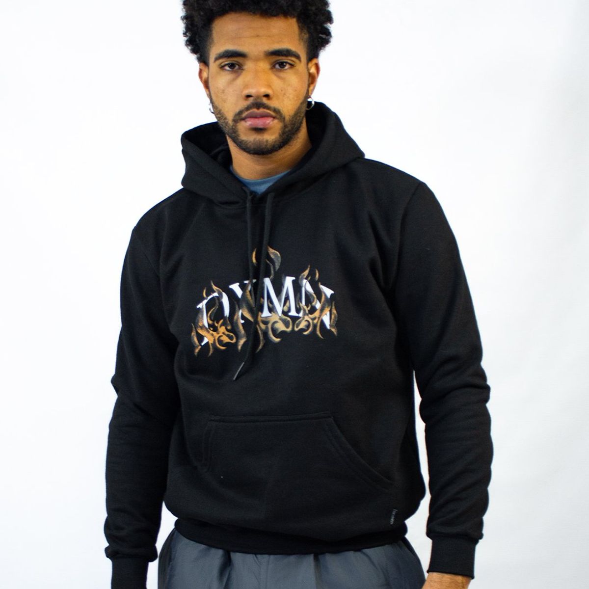 DM DEXMEN - Polera Dexmen Hoodies Llamas Negro