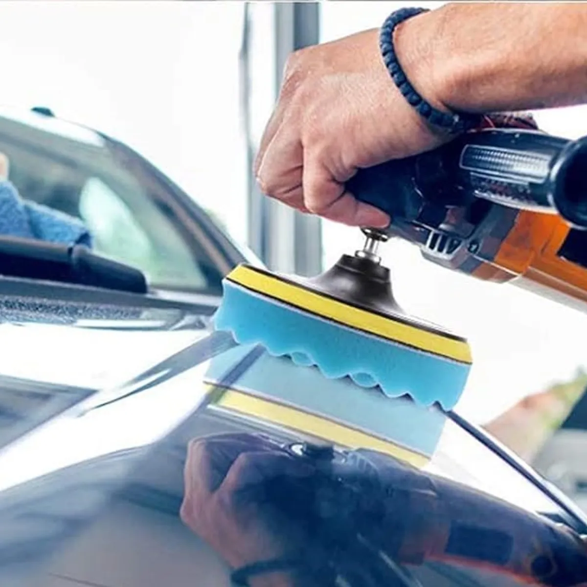 AC - PAD DE ESPUMA CELESTE CON VELCRO 8"   AC