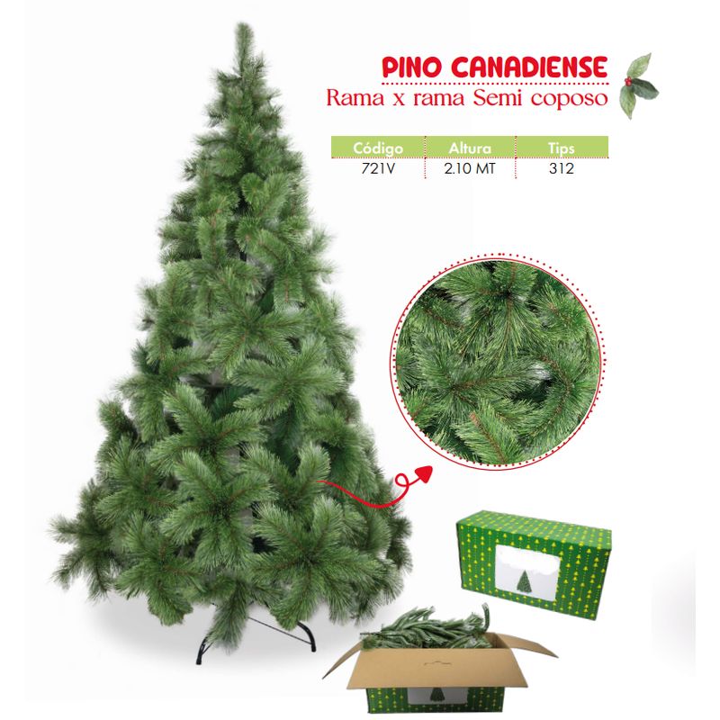 GENERICO - Árbol Navidad  Pino canadiense de 2 10 Cm rama x rama c/luces d/300