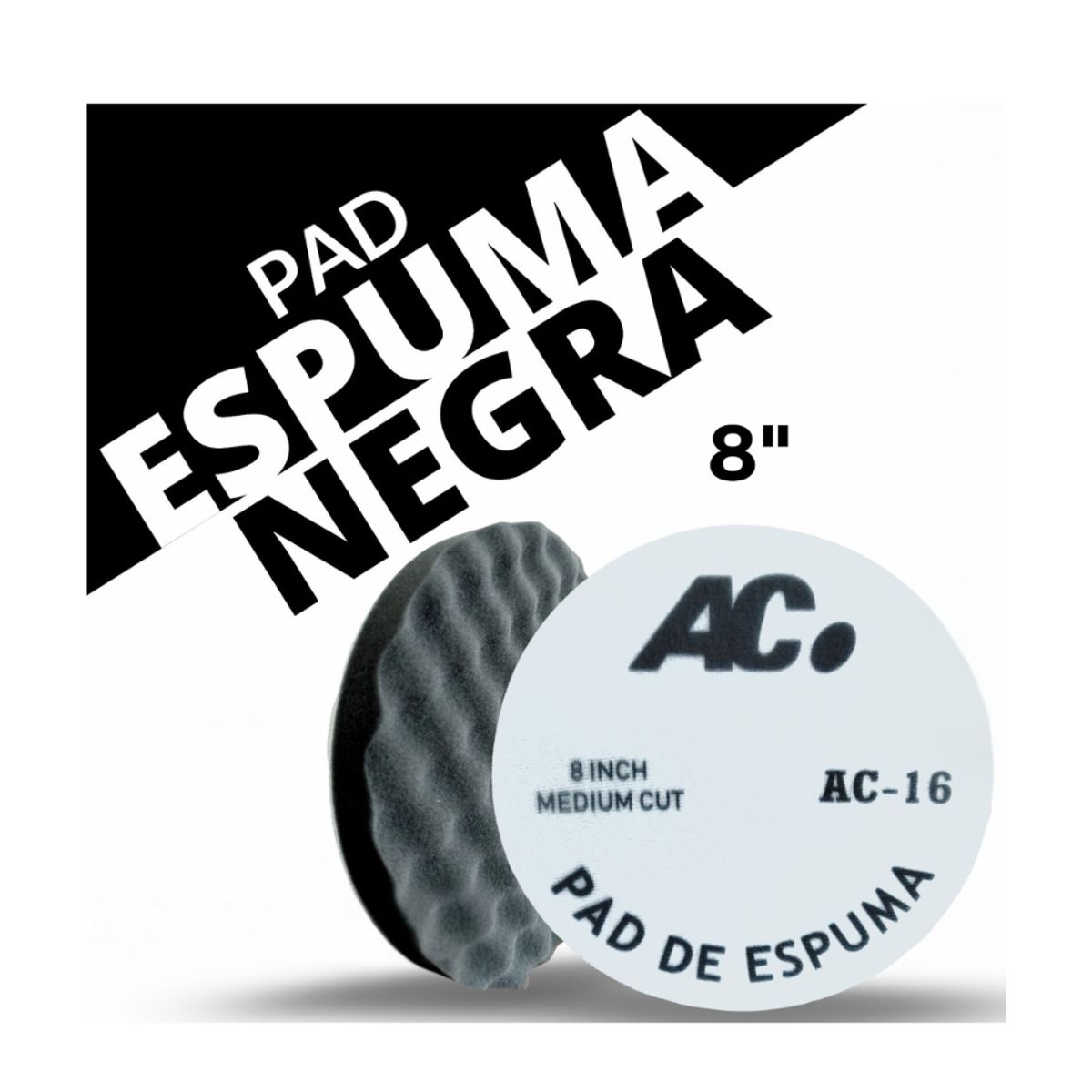 AC - PAD DE ESPUMA NEGRO CON VELCRO 8"   AC
