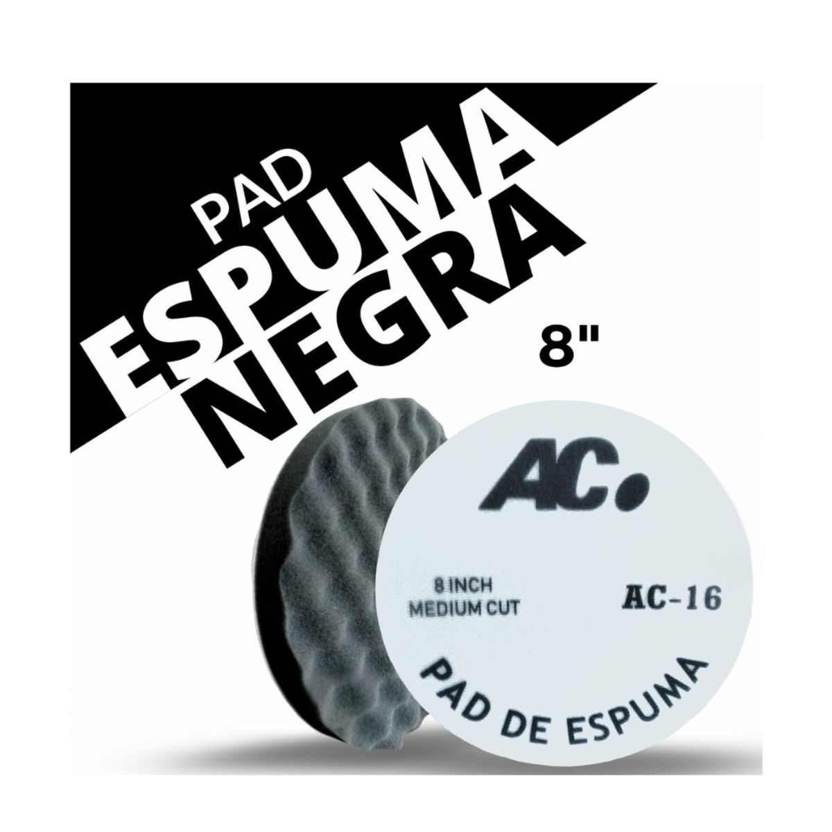 AC - PAD DE ESPUMA NEGRO CON VELCRO 8"   AC