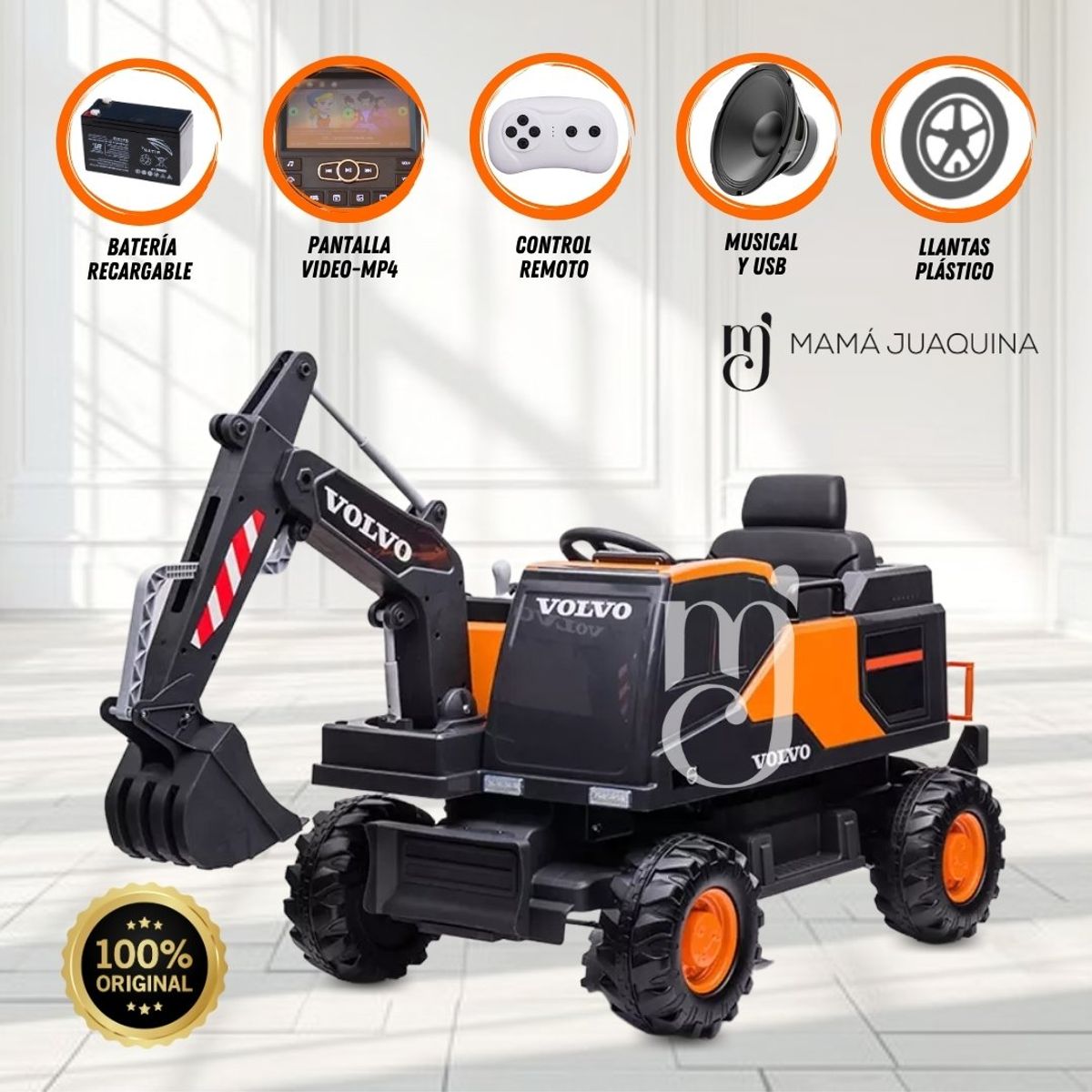 VOLVO - CARRO A BATERÍA  «LAMARPLAS» Con PANTALLA MP4 Orange