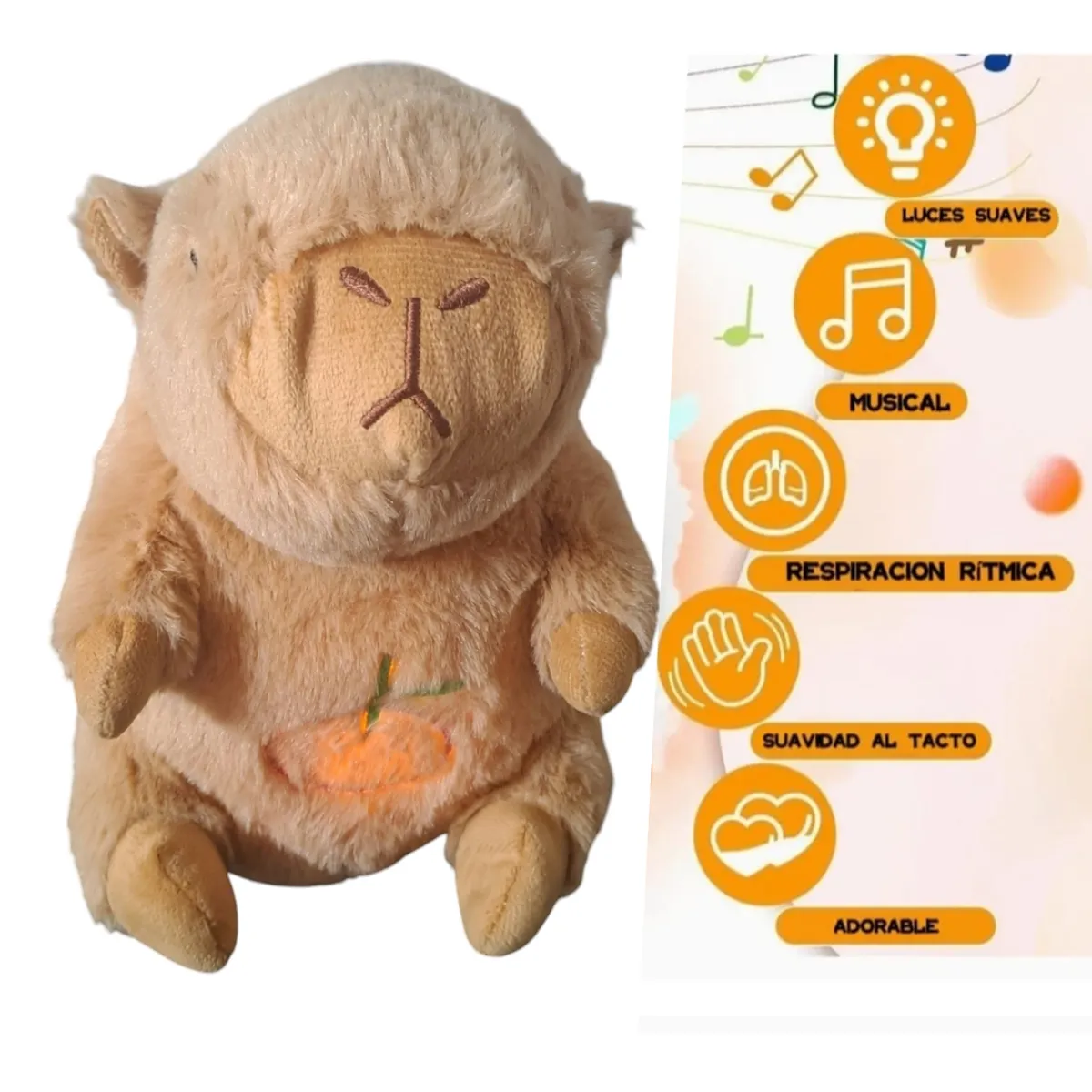 GENERICO - Peluche Capibara Dormilón Respira Musical con Luz