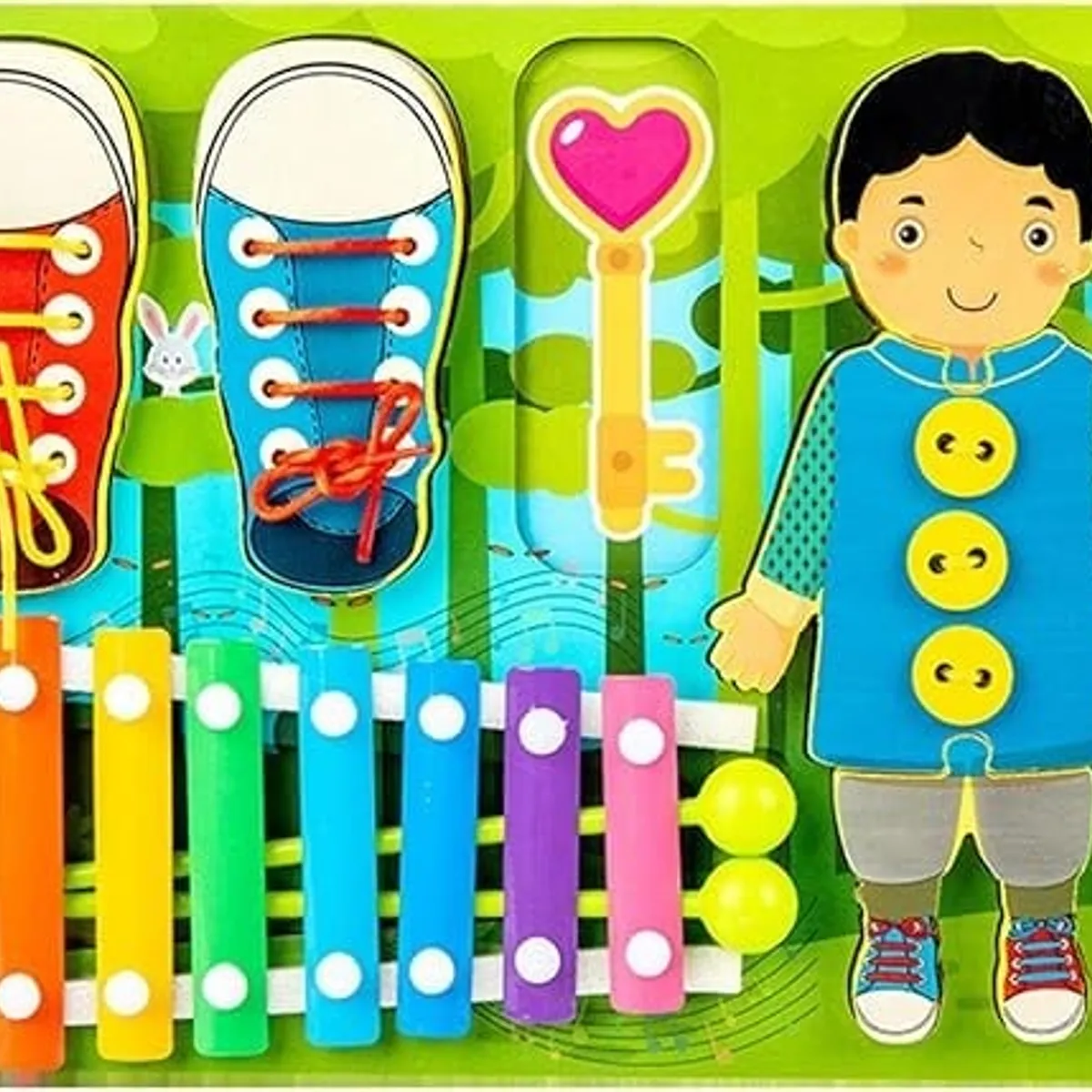 GENERICO - Tablero Ocupacional Montessori de Percusión y Enhebrado