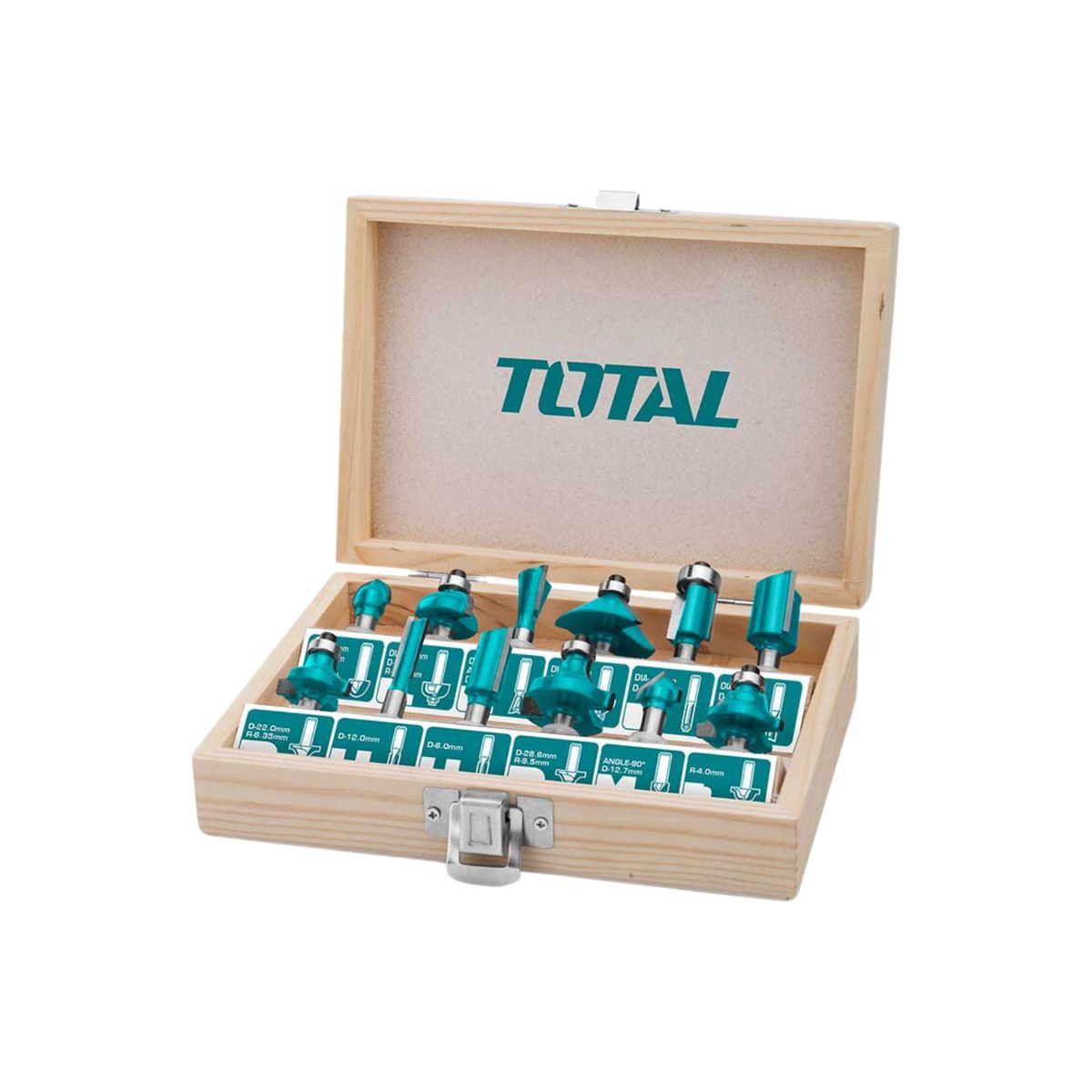 TOTAL TOOLS - SET DE FRESAS 6MM 12PZS PARA RUTEADORA FRESADORA TOTAL