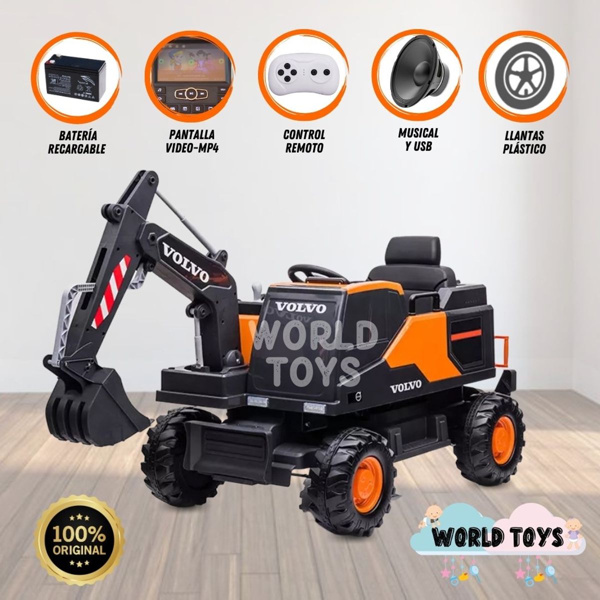VOLVO - CARRO A BATERÍA  «LAMARPLAS» Con PANTALLA MP4 Orange