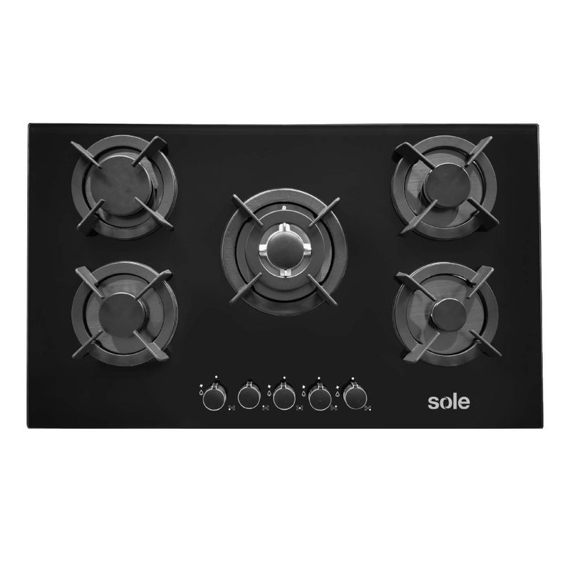 SOLE - Encimera Sole de Vidrio Templado con 5 Quemadores 90 cm SOLCO069.