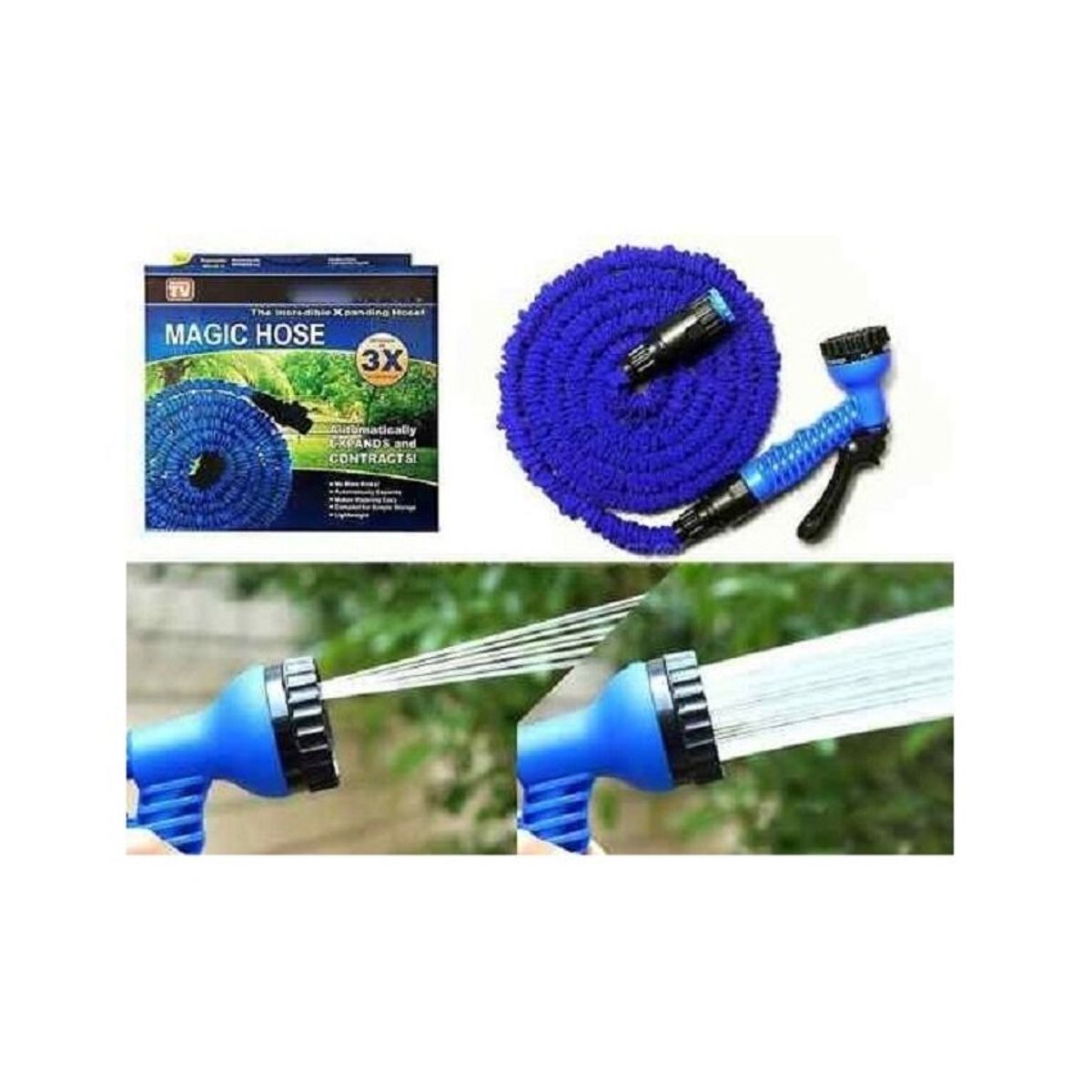 GENERICO - Manguera Expandible Jardin Magic House 22 Metros + Pistola Azul