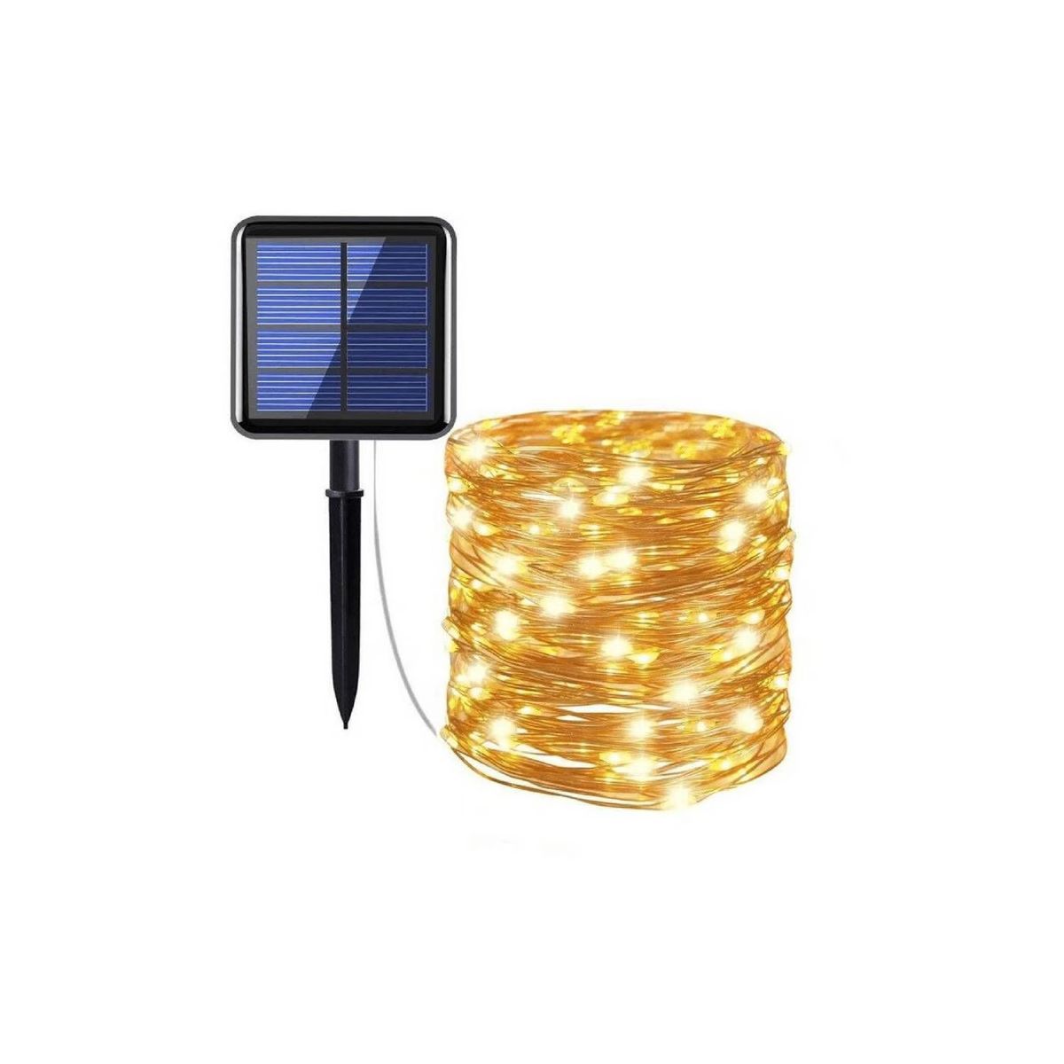 GENERICO - LUCES NAVIDEÑAS  COLOR AMBAR CON PANEL SOLAR AHORRATIVO