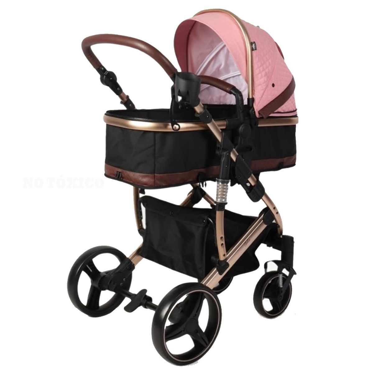 STOKKER BABY - Coche Moises de Lujo 4 en1 Con Porta Bebé Stokker Baby Rosa