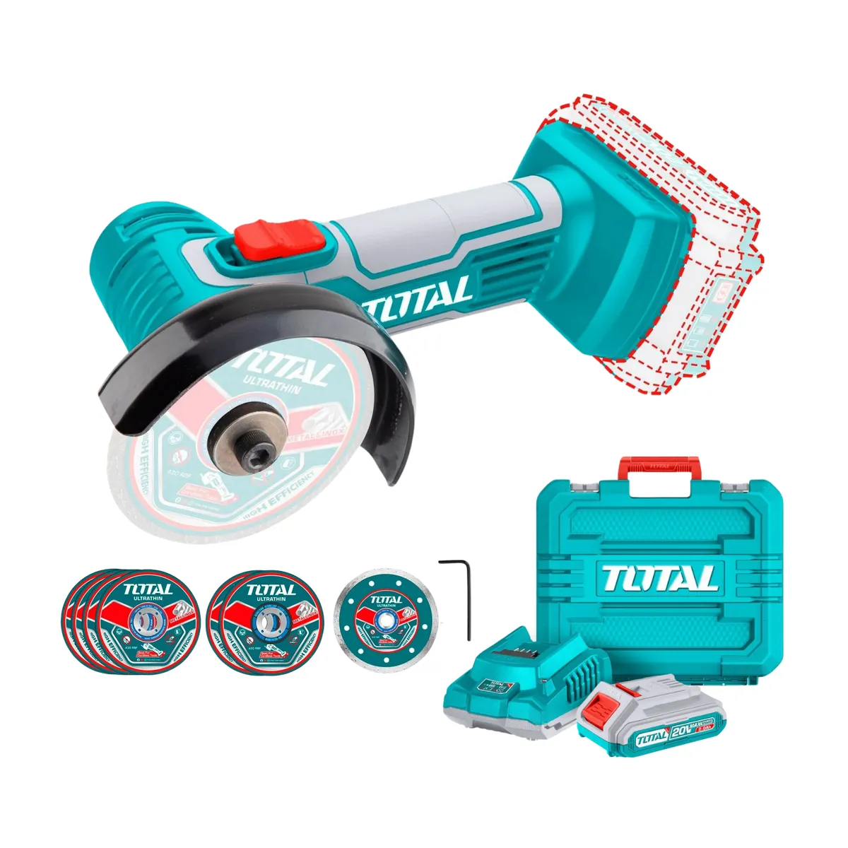 TOTAL TOOLS - Amoladora 3 inalambrica + accesorios Total