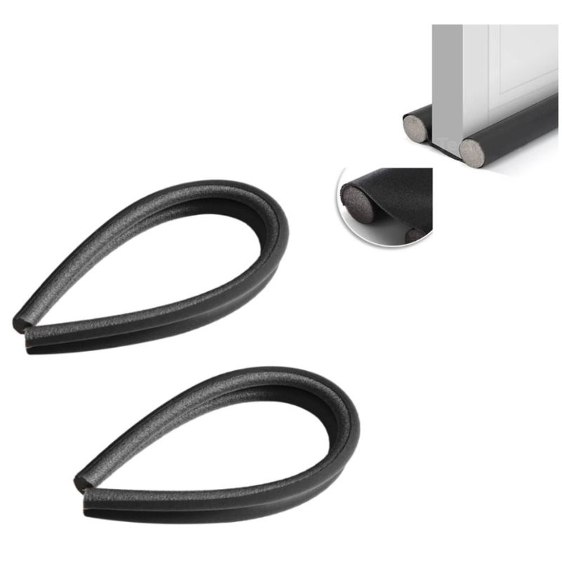 GENERICO - PACK 2 Burlete de Puerta Protector Flexible 95cm Sonido Polvo Negro