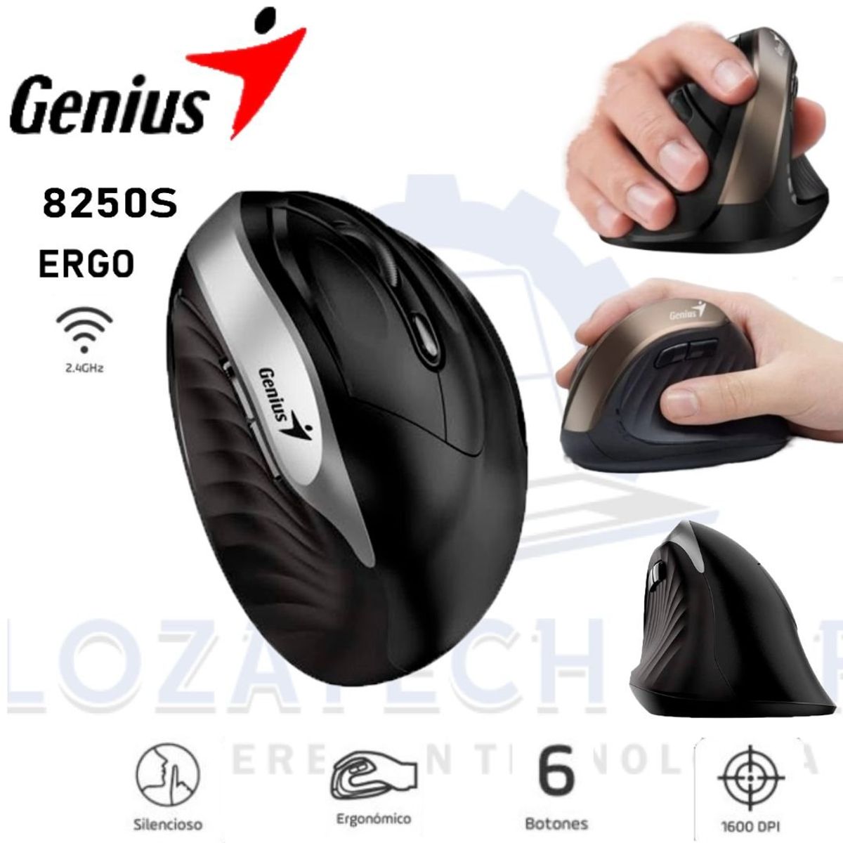 GENIUS - Mouse Genius Ergo 8250s Vertical Grey
