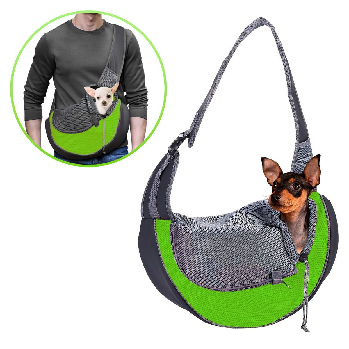 BUYPAL - Bolso para Transportar Mascotas Pequeñas Transpirable Verde