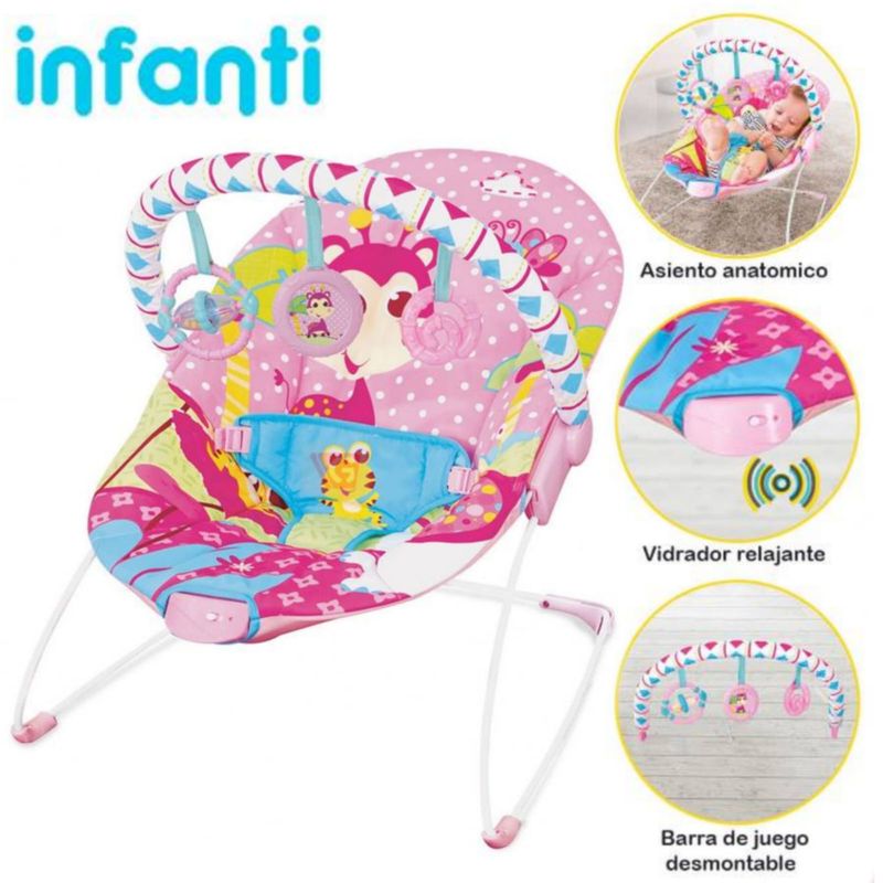 INFANTI - Silla Nido para Bebé Vibraciones Safari Infanti 6790 Rosado